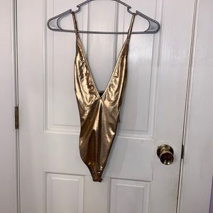 NEW GOLD METALLIC BODYSUIT
